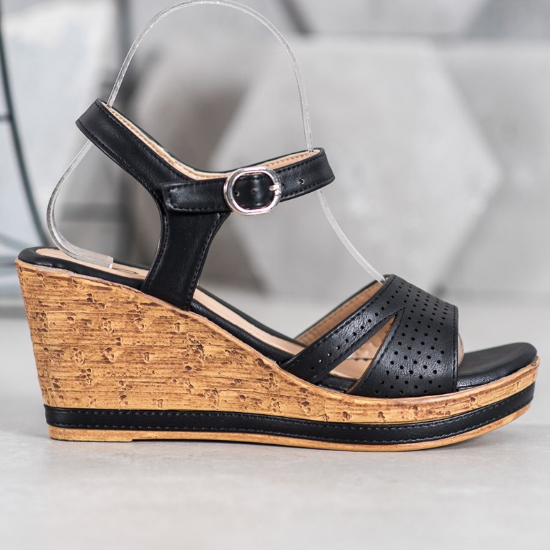 GOLL Sandali Con Zeppa Con Ecopelle nero 1