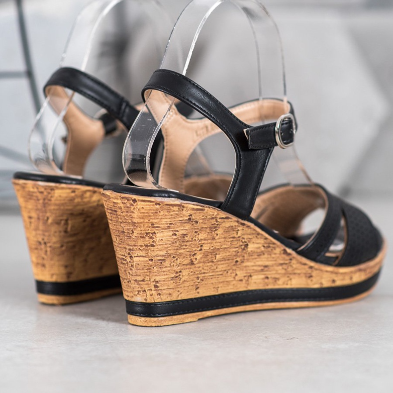 GOLL Sandali Con Zeppa Con Ecopelle nero 2