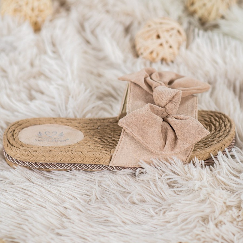 Small Swan Pantofole alla moda con fiocco marrone 2