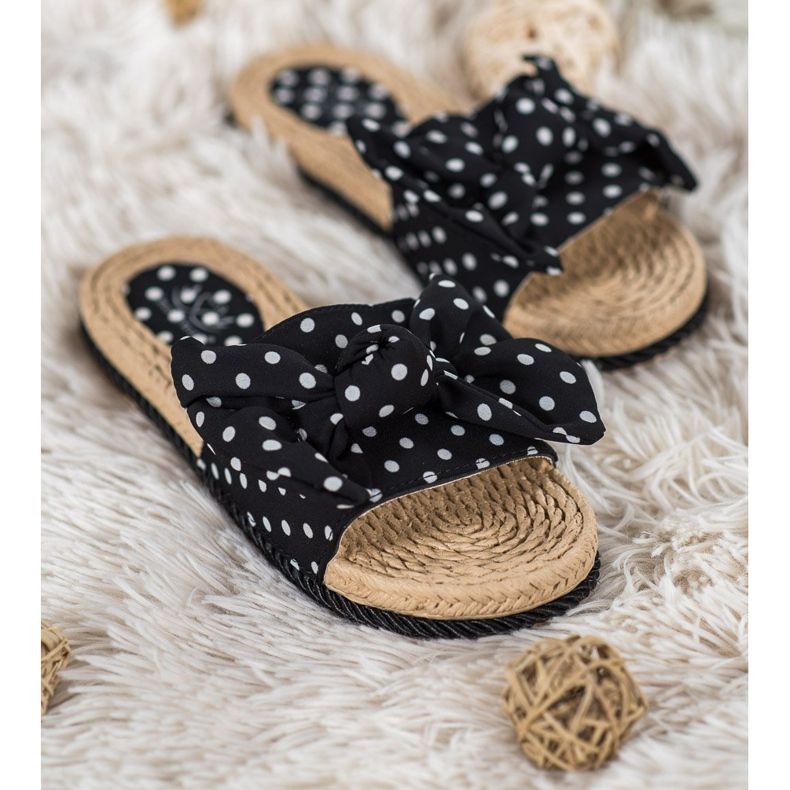 Small Swan Pantofole alla moda con fiocco nero 1