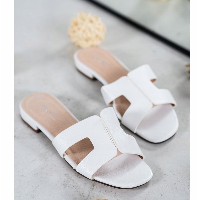 SHELOVET Pantofole classiche in ecopelle bianco 1
