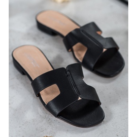 SHELOVET Pantofole classiche in ecopelle nero 1