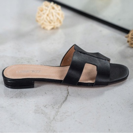 SHELOVET Pantofole classiche in ecopelle nero 2