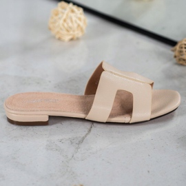 SHELOVET Pantofole classiche in ecopelle marrone 2