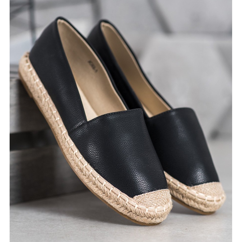 SHELOVET Espadrillas leggere in ecopelle nero 1