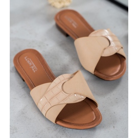 SHELOVET Eleganti pantofole in ecopelle beige 1