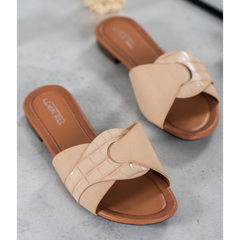 SHELOVET Eleganti pantofole in ecopelle beige 1