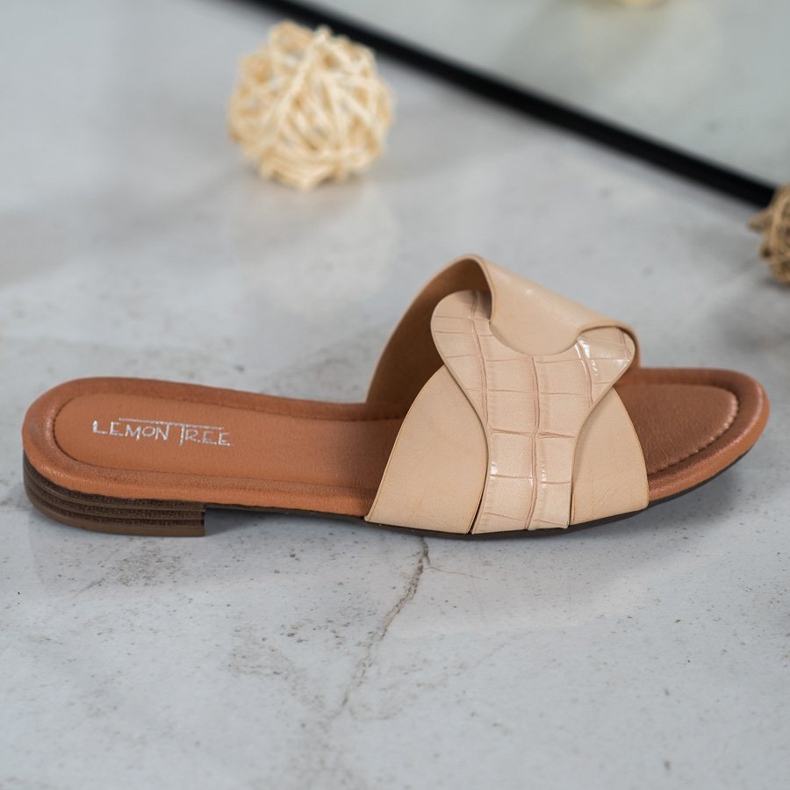SHELOVET Eleganti pantofole in ecopelle beige 2
