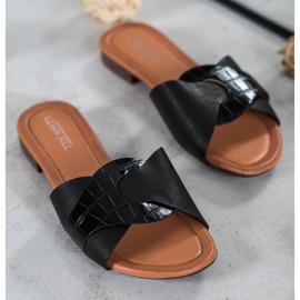 SHELOVET Eleganti pantofole in ecopelle nero 1