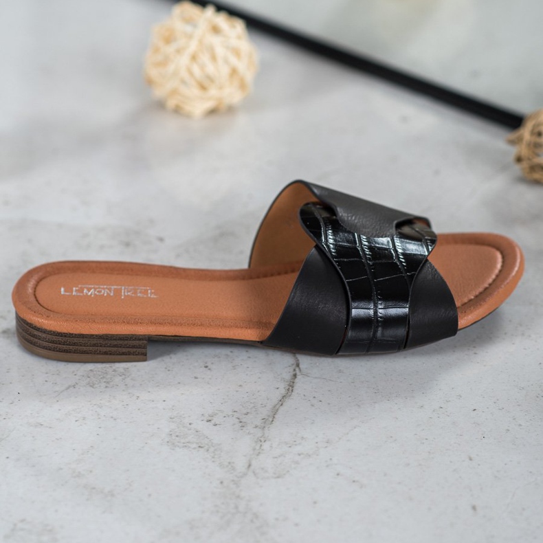 SHELOVET Eleganti pantofole in ecopelle nero 2