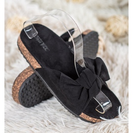 SHELOVET Pantofole Scamosciate Con Fiocco nero 1