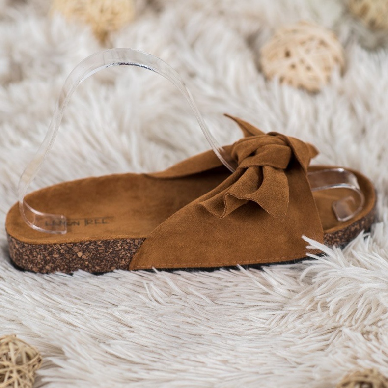 SHELOVET Pantofole Scamosciate Con Fiocco marrone 1