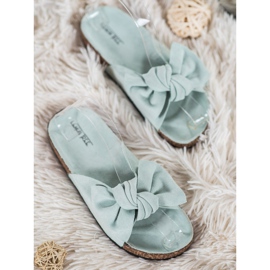 SHELOVET Pantofole Scamosciate Con Fiocco verde 1