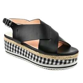 Sandali neri sulla piattaforma 1507-1 nero 1