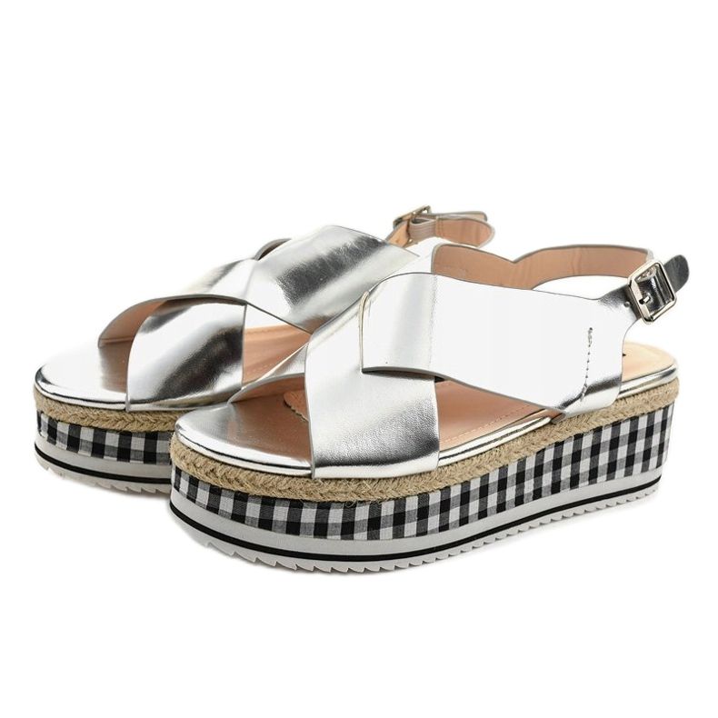 Sandali argento sulla piattaforma 1507-40 grigio 2