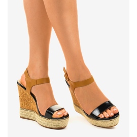 Sandali neri con zeppa espadrillas VB76063 nero 1