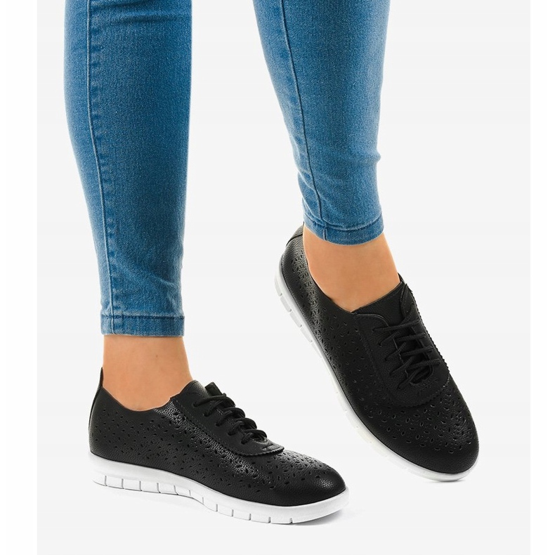 Sneakers nere traforate JH706-1 nero 2