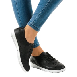 Sneakers nere traforate JH701-1 nero 1