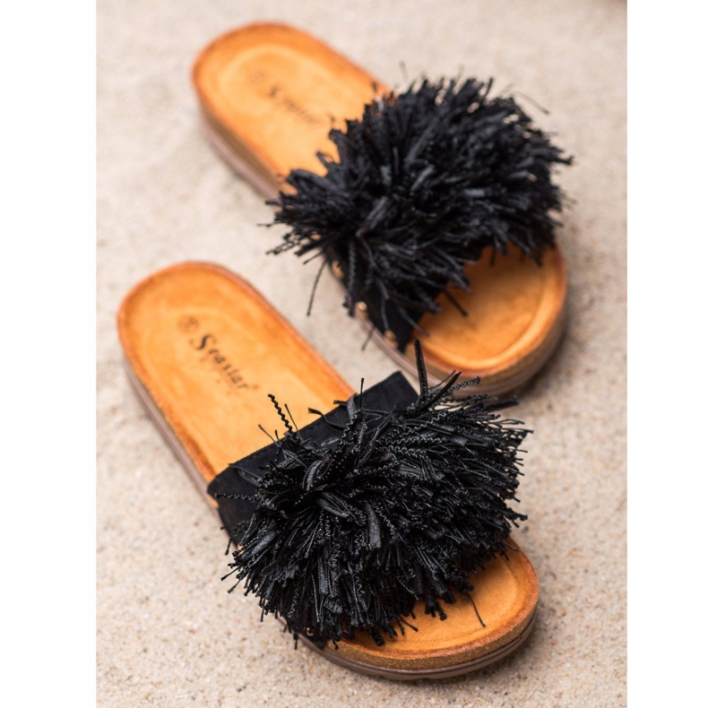 Seastar Pantofole Nere Con Frange nero 1