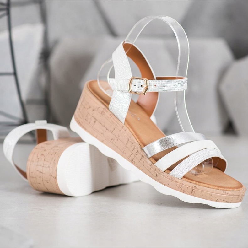 Weide Sandali con zeppa argento bianca grigio 1
