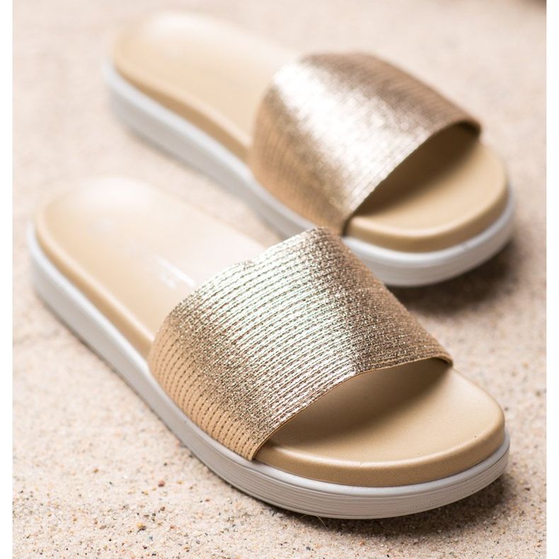 SHELOVET Classiche pantofole dorate d'oro 1