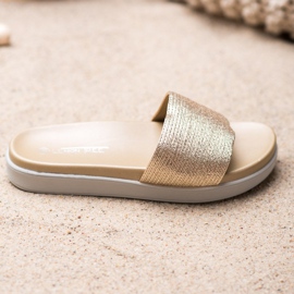 SHELOVET Classiche pantofole dorate d'oro 2