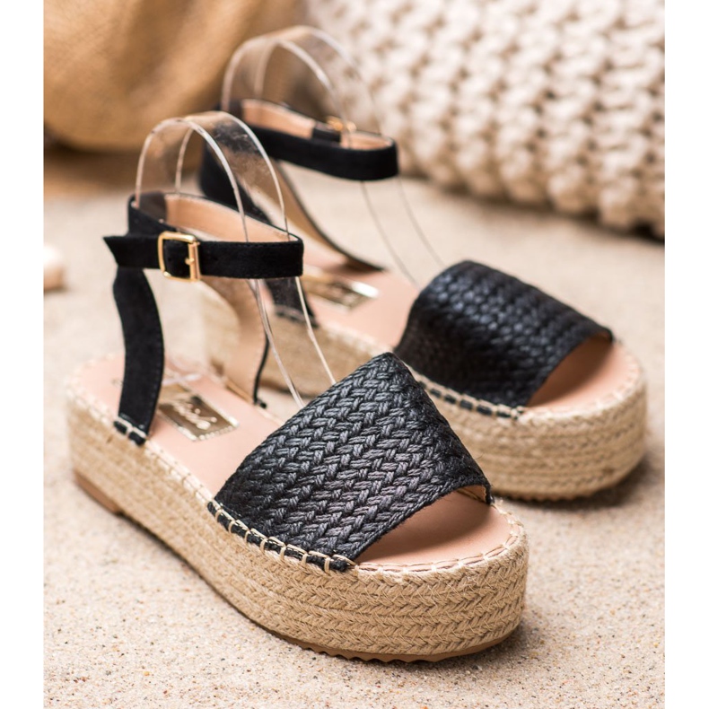 Weide Sandali con espadrillas sulla piattaforma nero 1