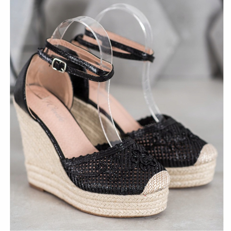 Weide Espadrillas lucide su zeppa nero 1