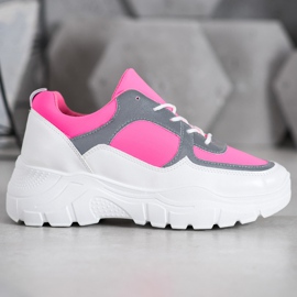 SHELOVET Sneakers allacciate alla moda bianco rosa 1