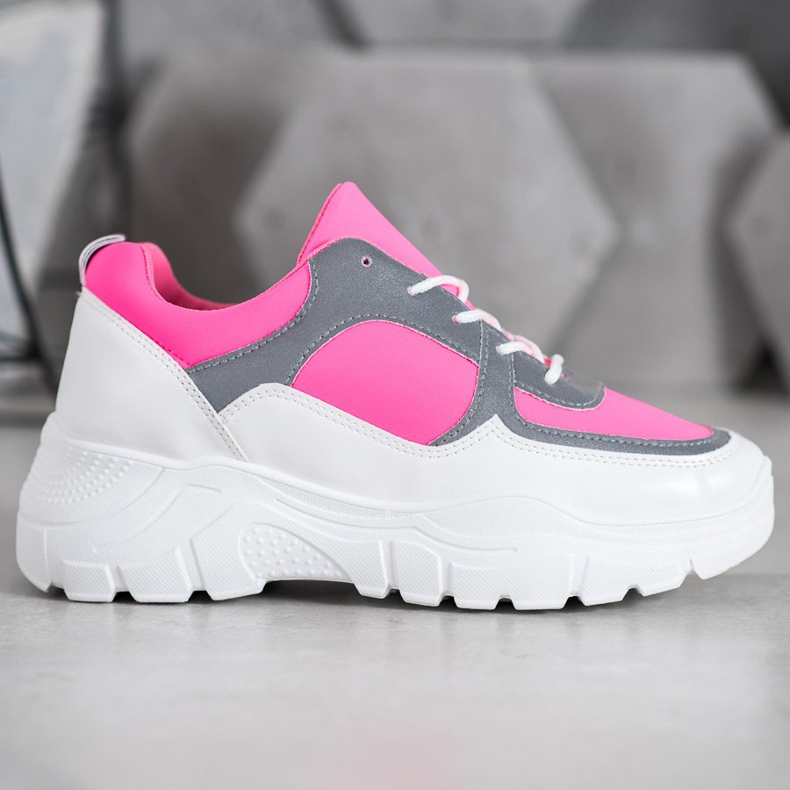 SHELOVET Sneakers allacciate alla moda bianca rosa 1