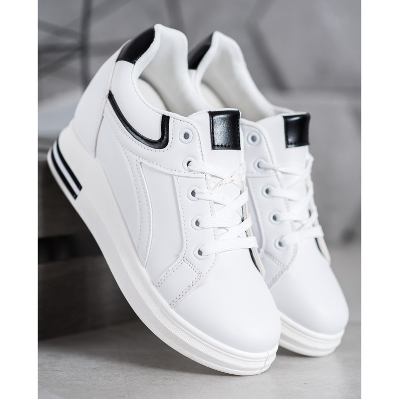 SHELOVET Sneakers bianche con zeppa bianco 1