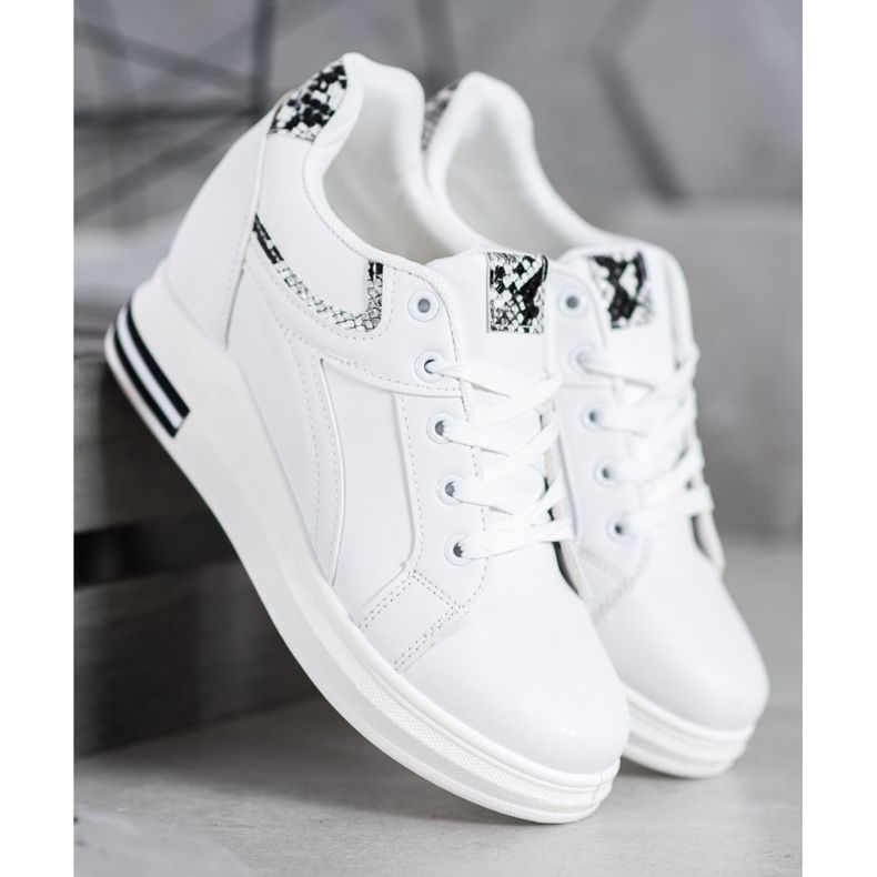 SHELOVET Sneakers bianche con zeppa bianco 2