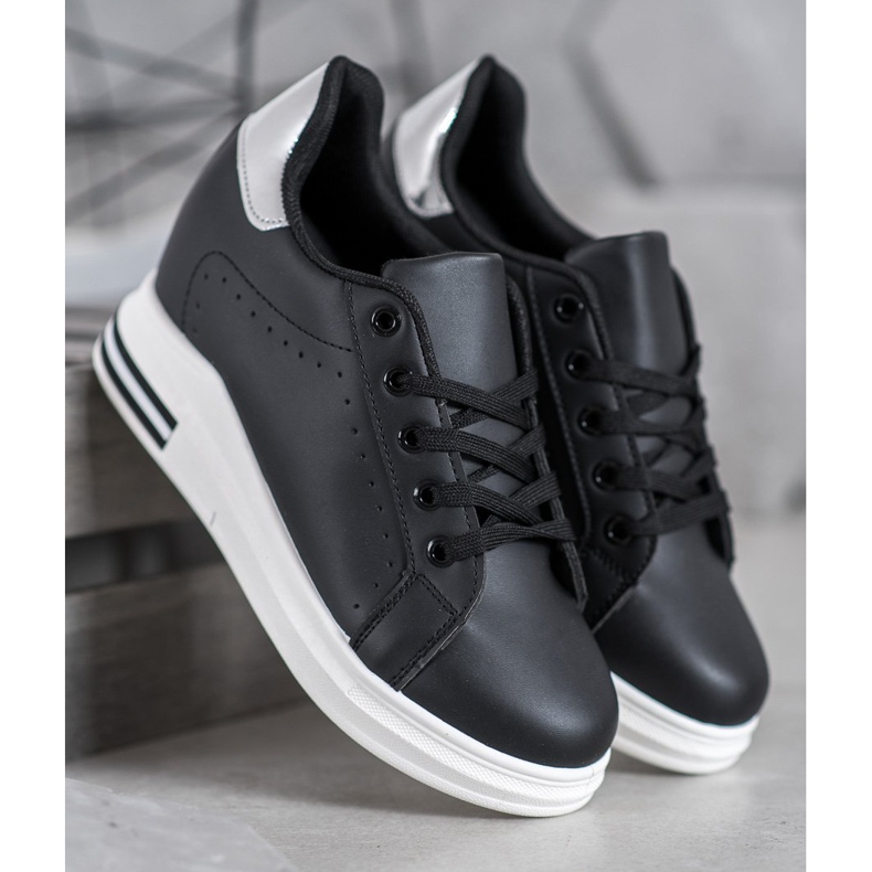 SHELOVET Scarpe sportive su una zeppa nero 2