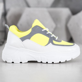 SHELOVET Sneakers allacciate alla moda bianca giallo 1