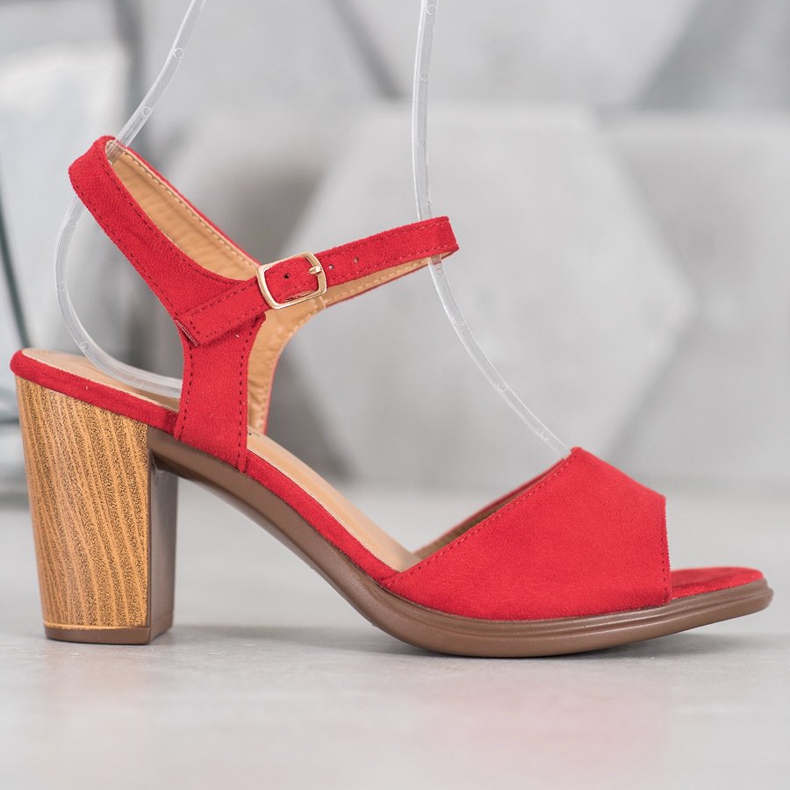 SHELOVET Sandali in pelle scamosciata rossi rosso 2