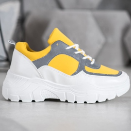 SHELOVET Sneakers allacciate alla moda bianco giallo 2
