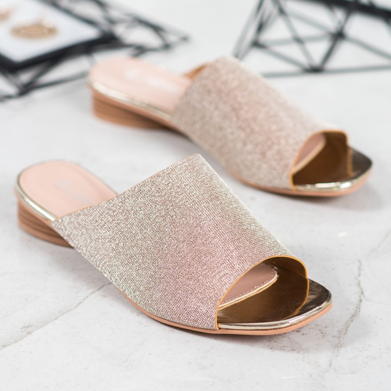 SHELOVET Pantofole Eleganti Con Glitter giallo 1
