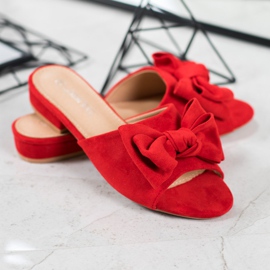 SHELOVET Infradito rosse su tacco piatto rosso 1