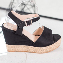 Clowse Sandali neri su una zeppa alta nero 2