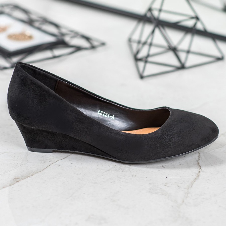 SHELOVET Décolleté nere con zeppa nero 2