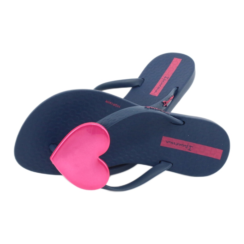 Flip blu navy delle ragazze con un cuore rosa di ipanema 4