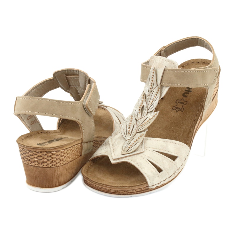 Sandali con inserto in pelle Inblu Sabbia EP017 beige d'oro 3