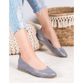 Sergio Leone Ballerine in tessuto con glitter grigio 1