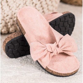 SHELOVET Pantofole in pelle scamosciata sulla piattaforma rosa 1