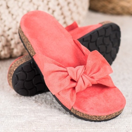 SHELOVET Pantofole in pelle scamosciata sulla piattaforma rosa 1