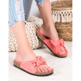 SHELOVET Pantofole in pelle scamosciata sulla piattaforma rosa 2