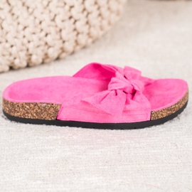 SHELOVET Pantofole in pelle scamosciata sulla piattaforma rosa 2