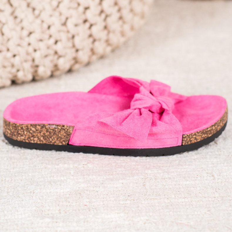 SHELOVET Pantofole in pelle scamosciata sulla piattaforma rosa 2