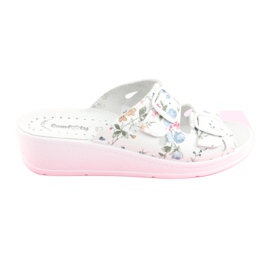 Ciabatte con zeppa da donna Comfooty Mia Flowers bianca multicolore 4