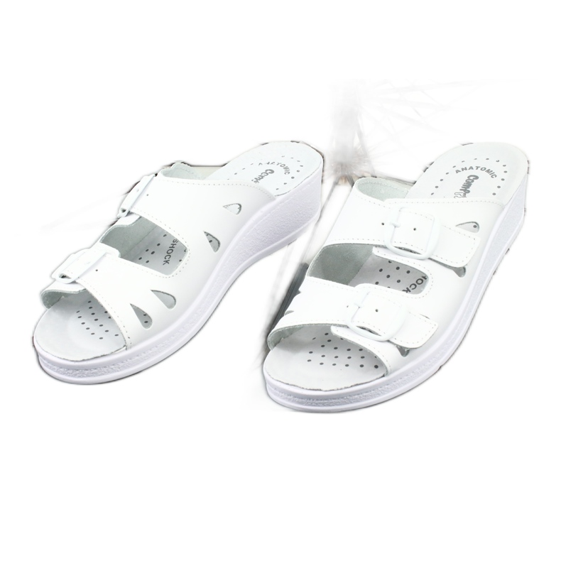 Flip in pelle femminile infradito a spicchi bianchi bianco 2